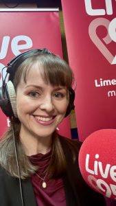 Singer Eve Stafford in 95fm studio, Limerick. Arts and classical show feature interview.